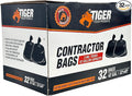 Tiger Tough 42 Gallon Contractor Garbage Bags - 3 Mil Heavy Duty Trash Bags Unscented 32 Large Black Plastic Can Liners for Tall Kitchen Construction Cleanup Commercial Industrial Lawn Yard Waste