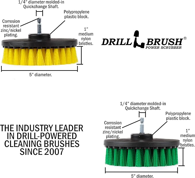 Bathroom Accessories - Power Scrubber Bathroom and Kitchen Brush Set - Cleaning Supplies - Drill Brush- Bath Mat - Shower Cleaner - Soap Scum Mineral Deposits Calcium Hard Water Rust Stains