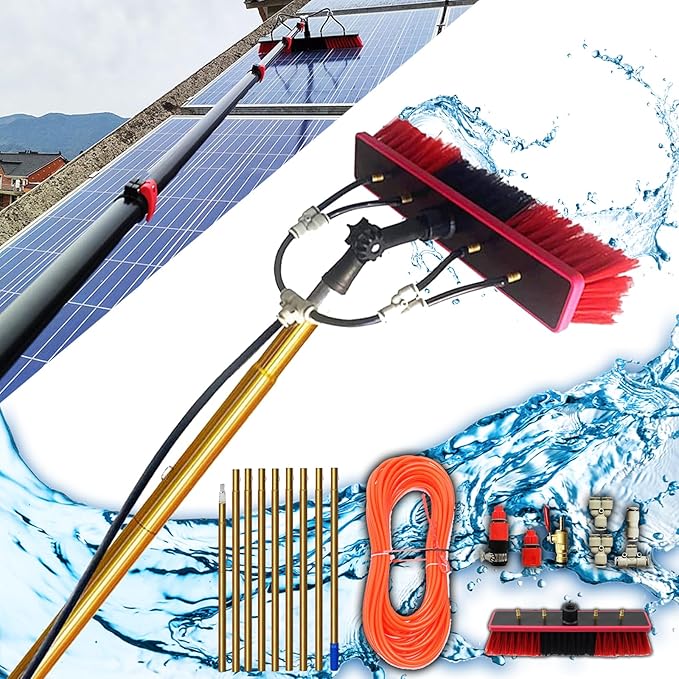 55.7ft Window Cleaning Pole with Hose Fed Water System Telescopic Extendable Pole for Solar Panels Conservatories Trucks Boats and Cars
