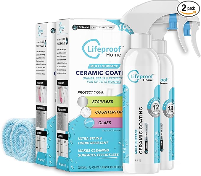 Lifeproof 2-Pack Ceramic Coating Spray Kit - Shine Seal &amp Protect Kitchen &amp Bath Surfaces Repels Stains &amp Grime