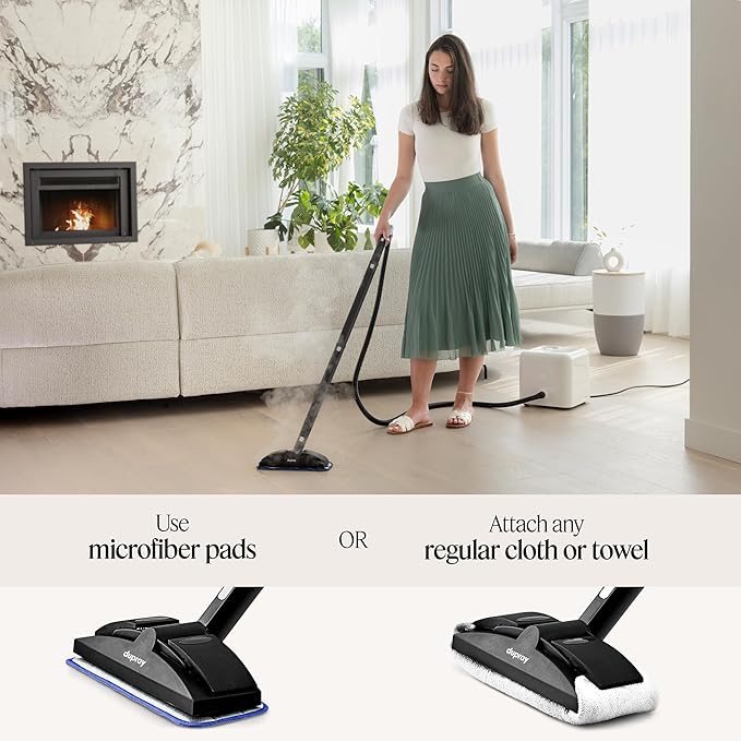 Dupray Neat Steam Cleaner with 22-Piece Accessory Kit – Versatile Portable Steamer for Floors Upholstery Tiles and More removes 99.9% of Bacteria &amp Viruses* (incl. x6 Triangle Bonnets)