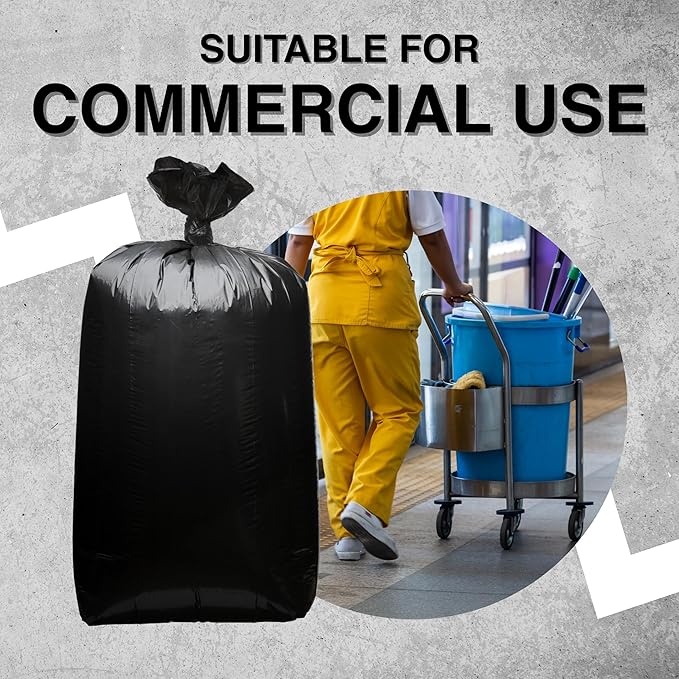 55 Gallon Garbage Trash Bag 38X58 1.2 Mil Black 100 Count Can Liner Bulk 56 Gallon 57 Gallon 58 Gallon 59 Gallon 60 Gallon 55-60 Gallon Made in USA
