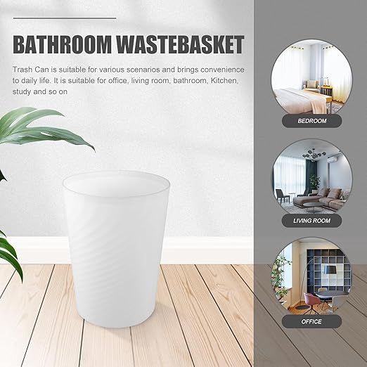 BESPORTBLE Multi-Function Plastic Trash Can with Presser Ring Large White Open-Top Garbage Bin for Office and Bathroom Use Practical Wastebasket for Home and Bedroom