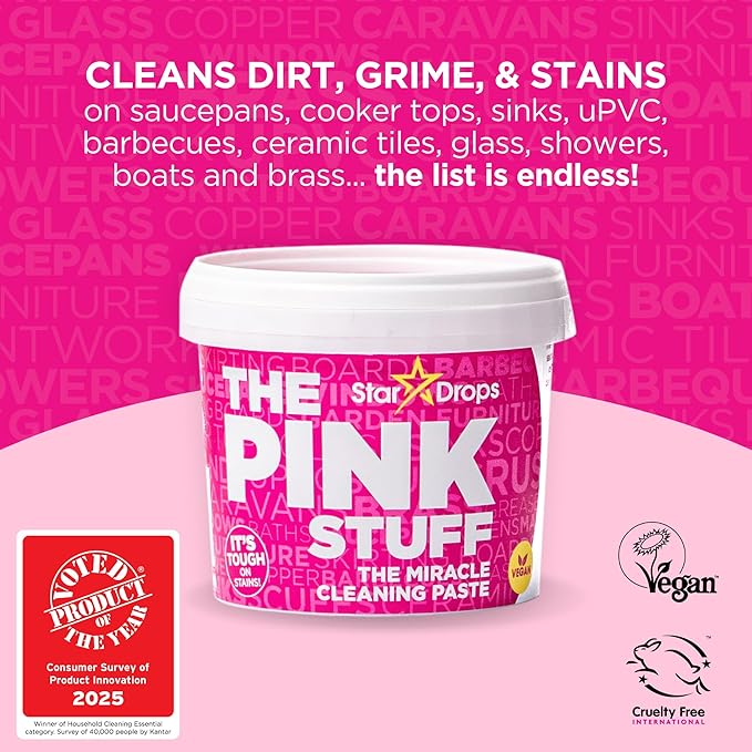 Stardrops – The Pink Stuff Ultimate Cleaning Pack – Miracle Cleaning Paste Multi-Purpose Spray &amp Bathroom Foam – Cuts Grease Removes Stains Cleans Kitchens Bathrooms and More