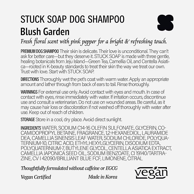 Vegan Dog Shampoo - Inspired by K-Beauty Luxury Spa Care Long-Lasting Scent High-Concentrate Rich Lather Deep Cleaning &amp Odor Control 500ml (Blush Garden)