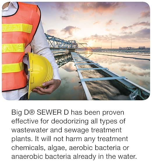 Big D 597 Sewer D Deodorant for Water Treatment and Sewage Disposal Plants Natural Fragrance 1 Gallon (Pack of 4) - Kills Odors Non-Flammable Non-Toxic Will not Change Properties of Water