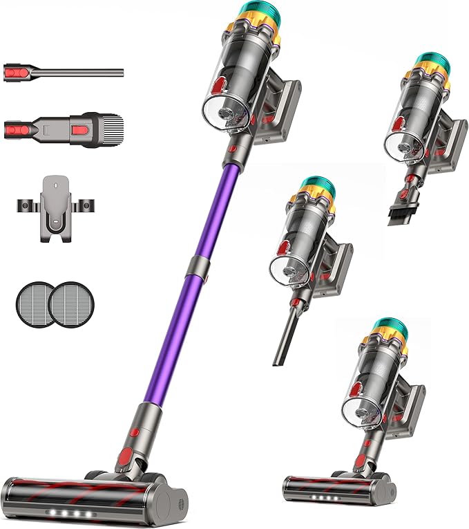 Cordless Vacuum Cleaner 55KPA 650W 65Mins Extra-Large Dust Cup Cordless Stick Vacuum Rechargeable Vacuum Cleaner with Self-Standing Vacuum Cleaners for Home Hardwood Floor Carpet Pet Hair