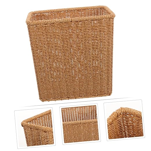 Woven Wastebasket Trash Can Multipurpose Storage Basket for Bathroom Kitchen Office Lightweight Rustic Design