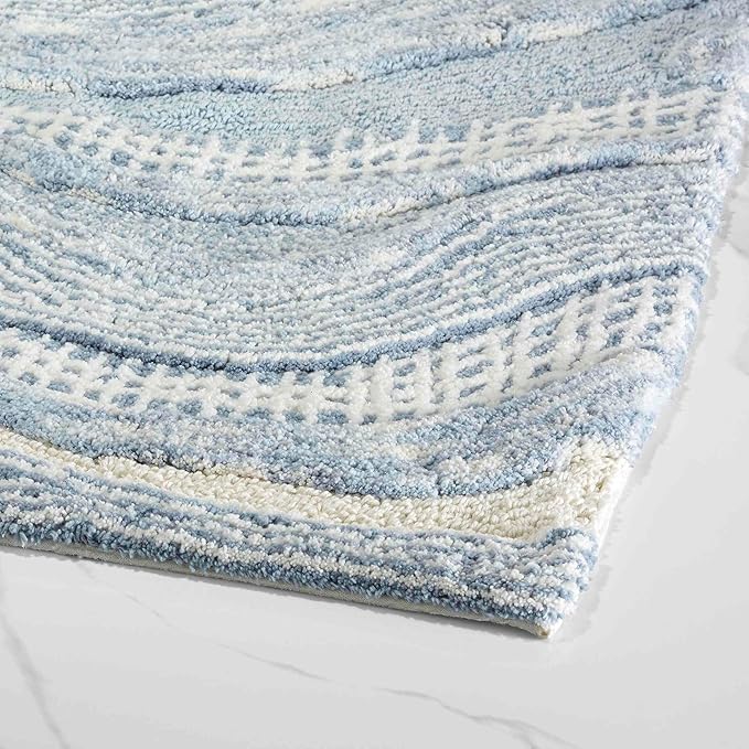 Avanti Linens - Bath Rug Cotton Bath Mat Durable Home Essentials (Waves Blue 20 x 30)