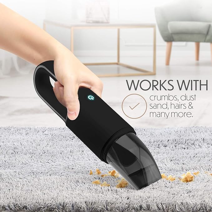STARUMENT Portable Hand Vacuum Cleaner Handheld Cordless Cleaner for Dust Pet Hair Dirt Home Car Interior Lightweight Easy to Use Compact Design Battery Rechargeable with USB-C Cable - Black