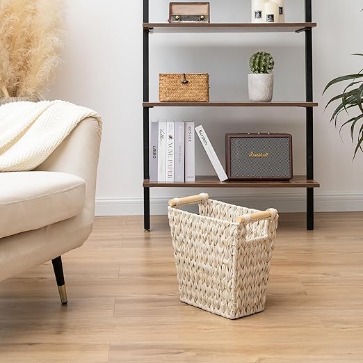 GRANNY SAYS Wicker Trash Can Waste Basket for Bathroom Waterproof Bathroom Garbage Can 19 Liters/5 Gallons Wastebasket with Handle Decorative Waste Basket for Bedroom Office Living Room 1 Pack