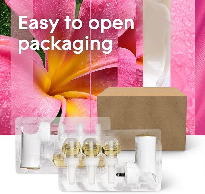 Glade PlugIns Refills Air Freshener Starter Kit Scented and Essential Oils for Home and Bathroom Tropical Blossoms 4.02 Fl Oz 2 Warmers + 6 Refills
