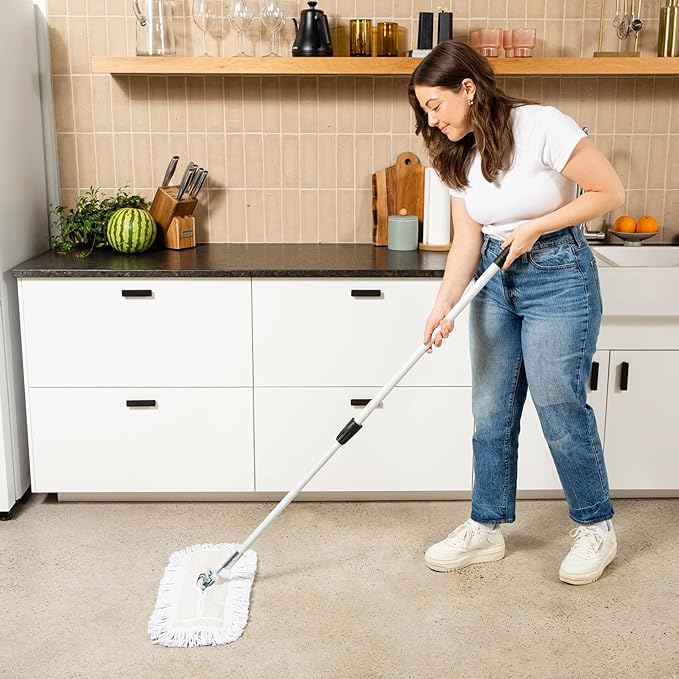Commercial Dust Mop – 30 Inch Floor Sweeper for Hardwood Reusable Cotton Mop Head Extendable Handle Dry Mop for Floor Cleaning &amp Janitorial Supplies