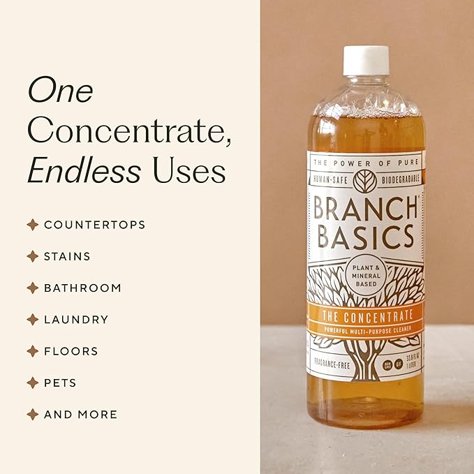Branch Basics Ultimate Starter Kit: Natural All Purpose Cleaner Glass Bathroom Foaming Hand Wash (4 Plastic Bottles + Concentrate + Oxygen Boost) Laundry Detergent Plastic-Free Dishwasher Tablets