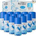 ScentBon Air Freshener Refill Metered Aerosol Can Cinnamon Fresh Linen Green Apple Mango Ocean Vanilla Pack of 12 (12 Blue - Fresh Linen Scent)