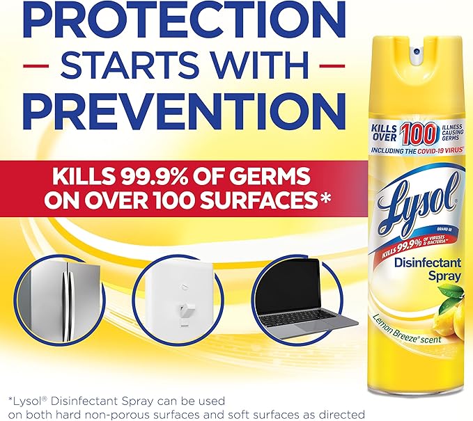 Lysol Disinfectant Spray Lemon Breeze 19 Ounce (Pack of 3)