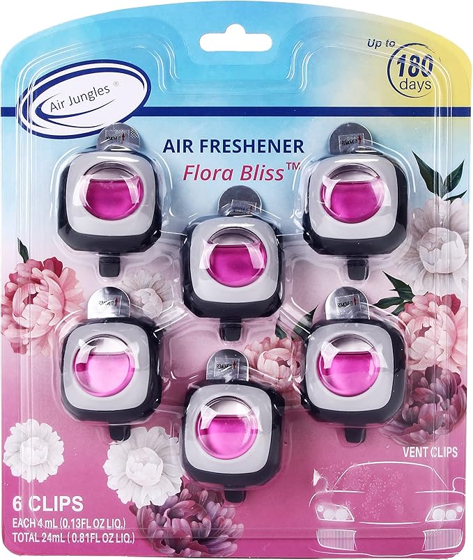 Air Jungles Car Air Freshener Vent Clip 6Pack and Shoe Deodorizer Spray 2Pack