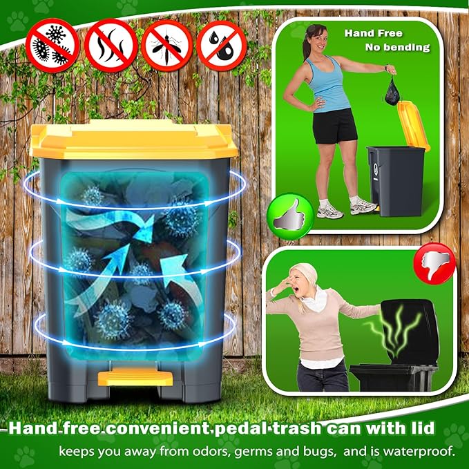 Outdoor Dog Poop Trash Can with Pooper Scooper &amp 60 Free Poop Bags -20 L/5.2 Gallon Dog Waste Trash Can Pet Waste Disposal Station with Inner Bucket - Metal Dog Pooper Scooper Great Dogs