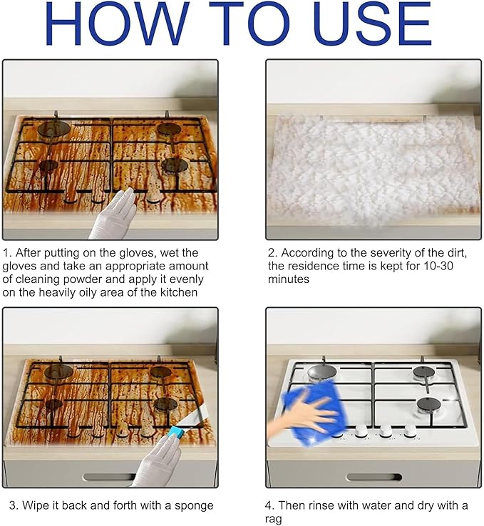 All Purpose Kitchen Cleaning Powder M.O.F-Chef Kitchen Protective Cleaner Heavy Duty Degreasing Bubble Powder Foam Cleaner Rust Remover(1PCS)