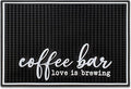 New Mungo Coffee Bar Mat – “Love Is Brewing” – Spill-Proof PVC Coffee Station Mat Non-Slip Countertop Protector 18x12