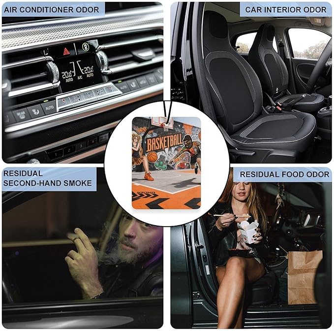 5PCS Car Air Freshener Hanging Personalized Double Sided Streetball Duel Car Fresheners Long Lasting New Cars Scents Cute Automotive Freshies for Closets Drawers (tea)