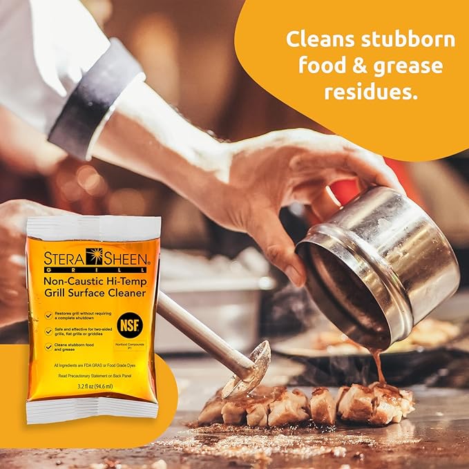 Stera-Sheen Griddle Cleaner - Food Safe Non-Caustic Formula - Commercial Flat Top Grill &amp Griddle Cleaner - Remove Tough Grease &amp Grime - Rust Remover for Outdoor Grill - 40 Quick Packets 3.