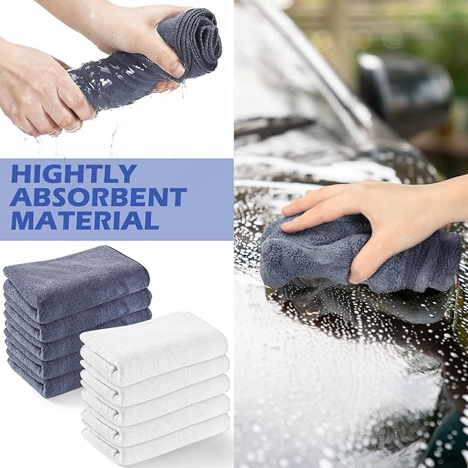 10 Pcs Extra Large Microfiber Cleaning Cloth 30 x 20 Large Floor Microfiber Towel Reusable Washable Free Lint Free Cloth Rag for Squeegee Mop Floor Window Housekeeping (White Gray)