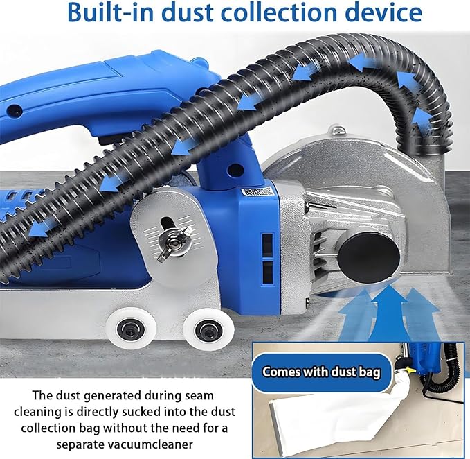Electric Tile Seam Cleaning Machine Professional Grout Removal Machine 9000RPM Floor Tile Gaps Slot Tool for Cleaning Shower Tiles Joints and Removing Old(Machine+1.2mm Seam Cleaning Sheet