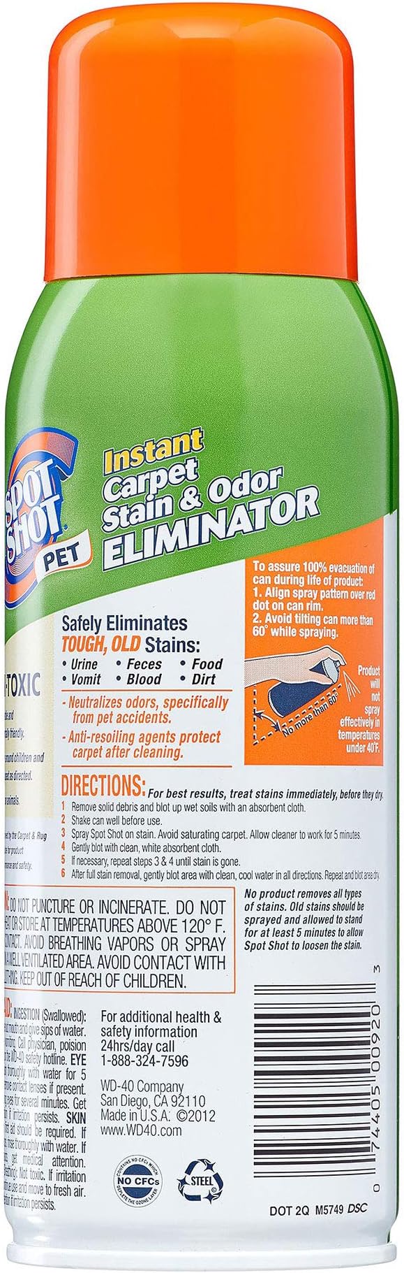HFOTD Spot Shot Pet Instant Carpet Stain &amp Odor Eliminator Spray 14 oz (Pack of 2)