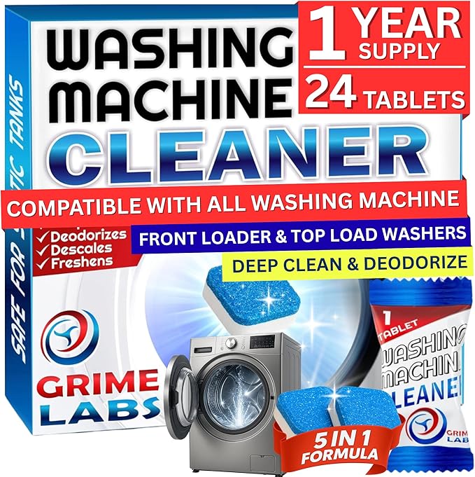 Washing Machine &amp Dishwasher Cleaner Tablets Bundle – 12-Month Supply | Deep Cleaning &amp Deodorizing Tablets for Dishwashers &amp Washing Machines | 48-Tablet Set – Value Pack