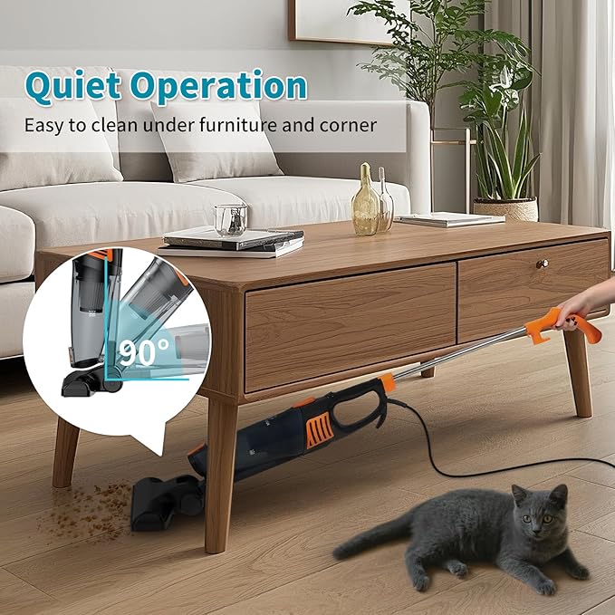 Corded Vacuum Cleaner 12 in 1 Ultra-Lightweight Vacuum Cleaners for Home 15KPa Powerful Suction Stick Vacuum with Washable HEPA Filter for Home Car Pet Hair Carpet Hard Floor