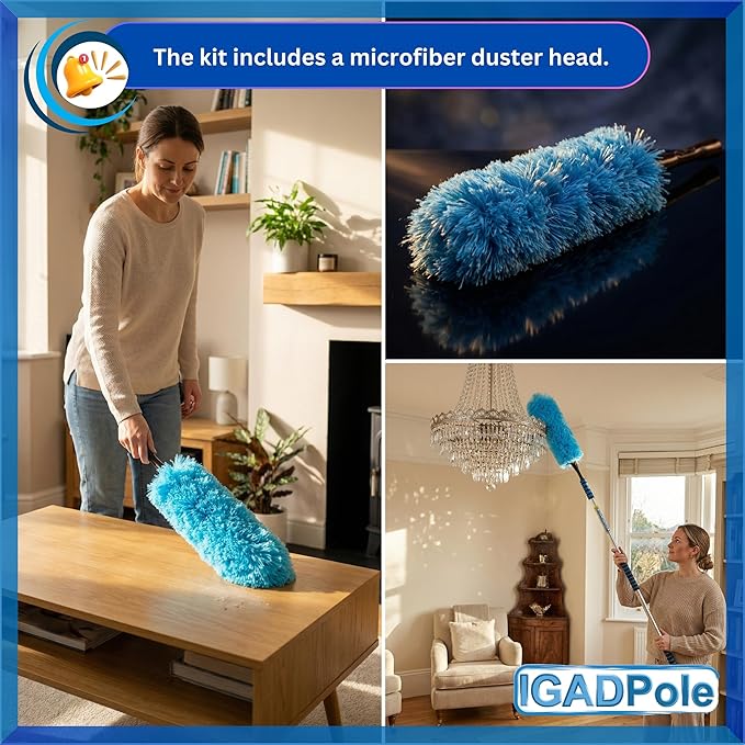 IGADPole 24 FT Washing Kit: Water-fed Brush with Soap Dispenser Cobweb Dusters with 6-Stage Telescoping Pole 5-24ft Pole/Window and Dusting Cleaning Kit