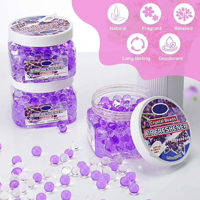 12 Pcs Gel Air Freshener Bulk Odor Gel Eliminator Beads 8 oz Long Lasting Air Freshener Beads Eliminates Odors in Home Bathrooms Cars Boats Rvs and Pet Areas(Lavender)