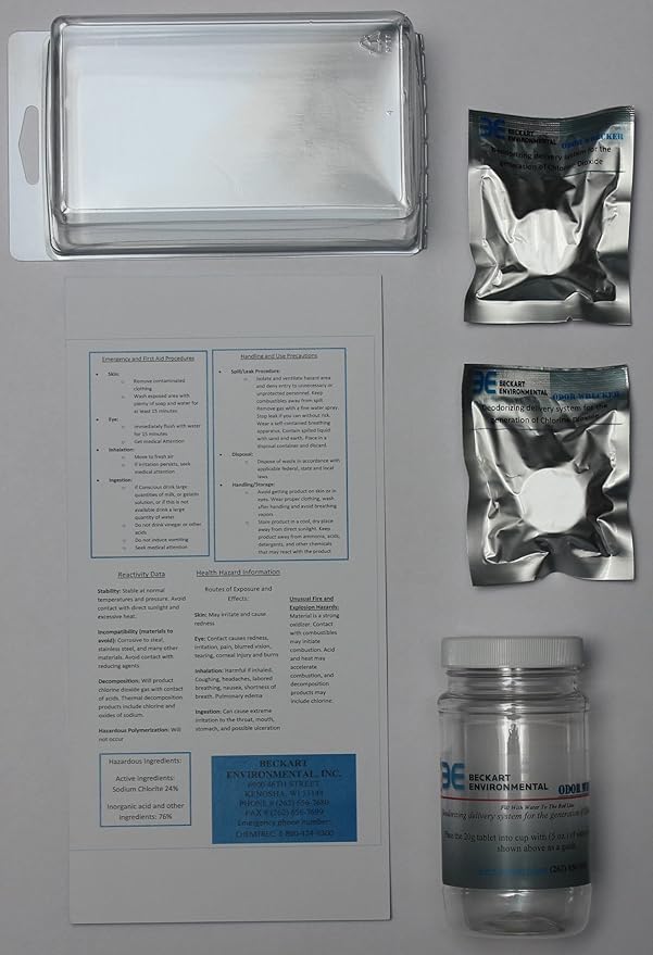 Beckart Environmental Inc. Odor Wrecker - Two Pack - Shock Treatment - Area Deodorizer - Chlorine Dioxide - Unscented - Colorless - 400 sq ft