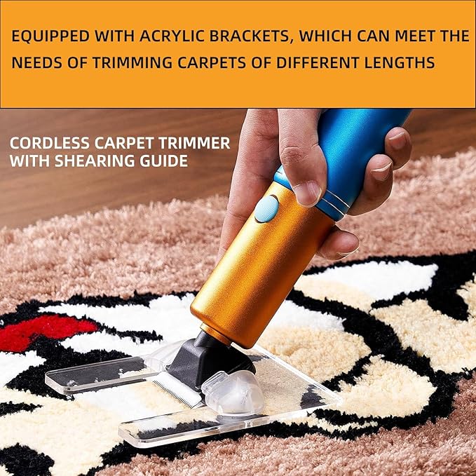 Cordless Carpet Trimmer with Shearing Guide - 250W Lightweight Wireless Shaver Tool with Comb Storage Box and Cleaning Brush