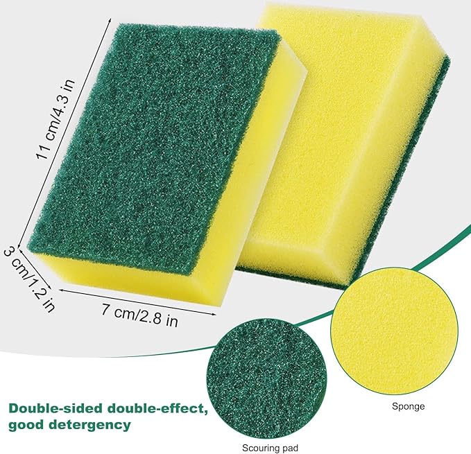 Individually Wrapped Sponges Kitchen Dishwashing Sponge Bulk Non Scratch Dishes Scouring Pad Dishcloth Odor-Free Sponge Wipes for Household Cleaning Dishes Travel Apartments (50 Pack)
