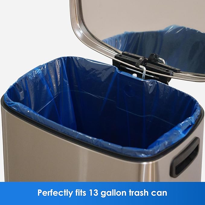 13 Gallon Recycling Trash Bags Unscented 200 Count Drawstring Tall Kitchen Garbage Bags Pre-Separated Ultra Strong Leakproof Sturdy Translucent Blue