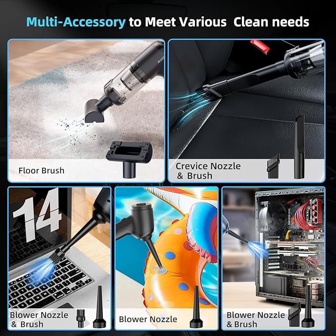Car Vacuum Cleaner&ampAir Duster | 80W | 16kpa | 12KRPM | 20 Mins-Dust Cleaner Portable Cordless Vacuum Pro-Compressed Air BlowerLightweight Rechargeable Handheld Mini Vacuum for Car/Home/Office