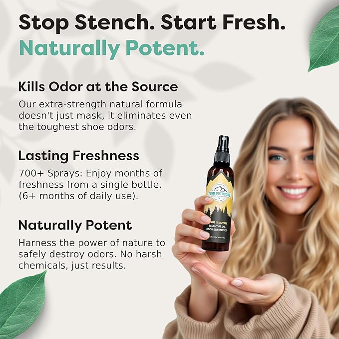Lumi Outdoors Natural Shoe Deodorizer Spray 3 Pack Bundle - Lemon Eucalyptus Citrus Tea Tree Lavender Tea Tree