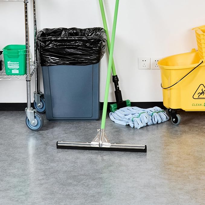 Restaurantware-SQUEEGEE ONLY: Clean Tek Professional 21.75 Inch Floor Squeegee 1 Broom With Double Rubber Blade - Handle Sold Separately Heavy-Duty Steel Wiper For Concrete Floor