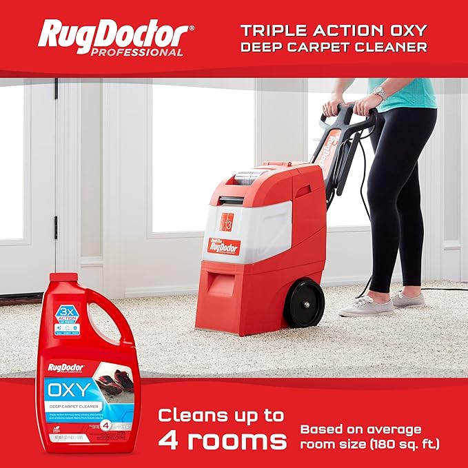 Rug Doctor Triple Action Oxy Deep Carpet Cleaner 48 oz. Deep Cleans Deodorizes &amp Protects Concentrated Professional-Grade 3X Action Formula