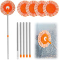 Wall Cleaner Mop with 90 Long Handle Baseboard Cleaner Tool Duster Round Dust Mop with 5 Replacement Pads  Dry and Wet Ceiling Cleaning Tool for Painted Walls Window Floor