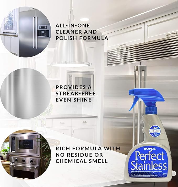 HOPE'S Perfect Stainless Perfect Granite and Perfect Sink Cleaner Bundle Streak Free Polishing Kitchen Cleaners Removes Stains Restores and Repels Water 3 Pack