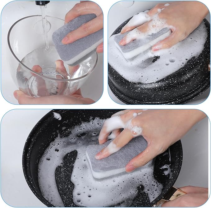 40 Pcs Kitchen Dishwashing Sponge Individually Wrapped Sponges Bulk Non Scratch Scouring Pad Odor-Free Dish Sponges for Washing Dishes Wipes for Household Cleaning Dishes Travel Apartments Grey