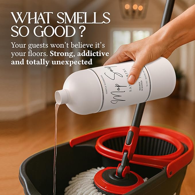 Mop Soap Highly Scented Fragrance Long Lasting Luxury Floor Cleaner for Hardwood Tile Laminate &amp Stone Low Suds No Residue Formula All Mop Types Made in USA 32oz Santorini Silk Fragrance
