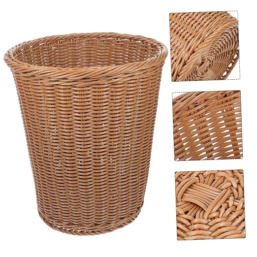 Alipis Woven Wastebasket Eco-Friendly Simulated Rattan Trash Basket for Office Home Sturdy Beige Design Decorative Container for Bathroom Kitchen Living Room