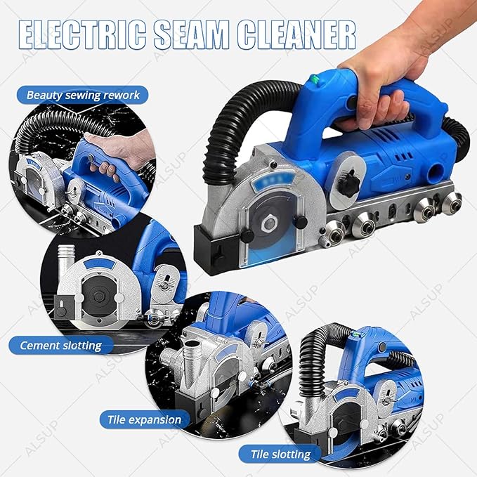 1200W Electric Grout Cleaning Tool 9000RPM Home Tile Gap Cleaner with Self-Vacuuming for Kitchen Bathroom DIY Regrouting &amp Old Grout Removal