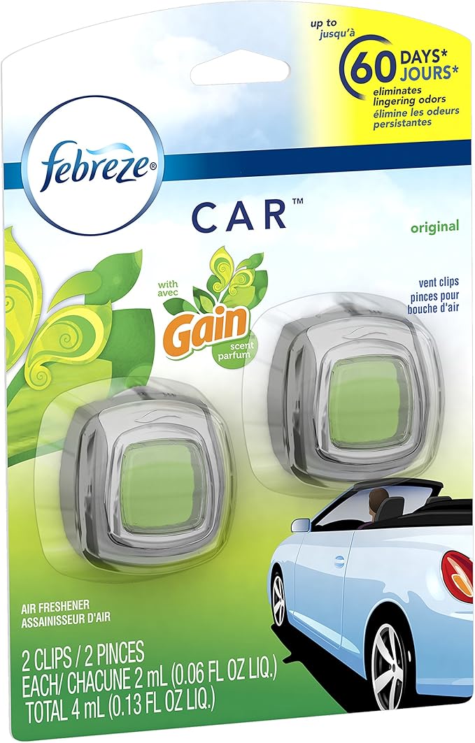 Febreze Car Vent Clips Air Freshener - Gain Original - 2 ct