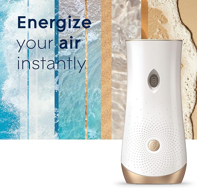 Glade Automatic Spray Refill and Holder Kit Air Freshener for Home and Bathroom Aqua Waves 6.2 Oz 2 Count (Pack of 2)