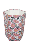 3.3 Gallon Cotton Hand Block Printed Paper Waste Basket |Small Decorative Trash Can for Housewarming Gifts in Living Room Bedroom Bathroom | Eco-Friendly Plastic-Free (1 Green Pink Sun FLOWAR)